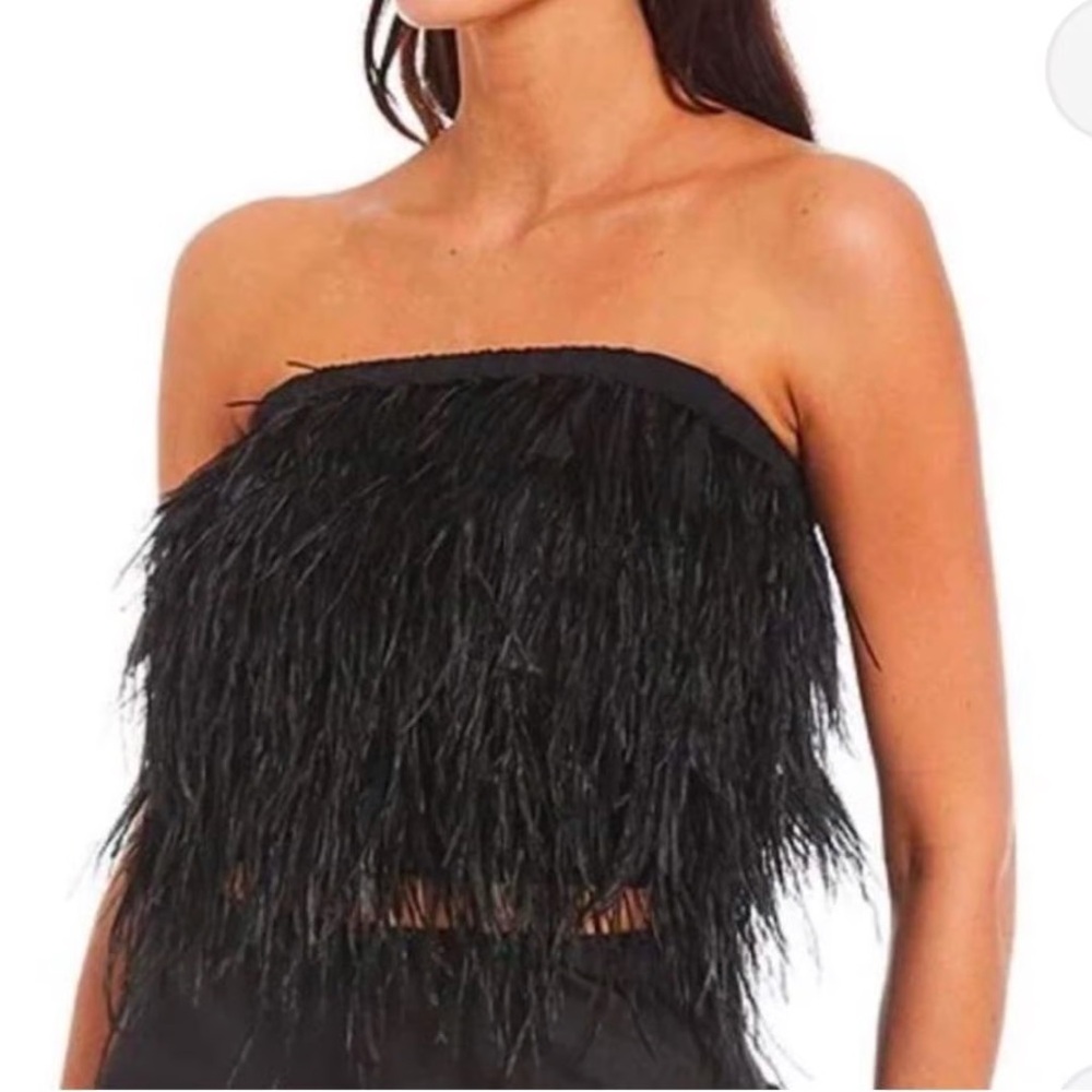 Gianni Bini Black Feathered Top